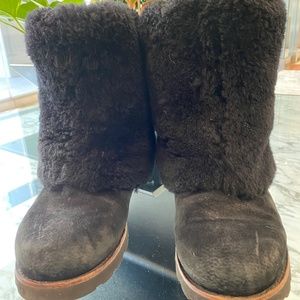 UGG folded over fur boots Size 8